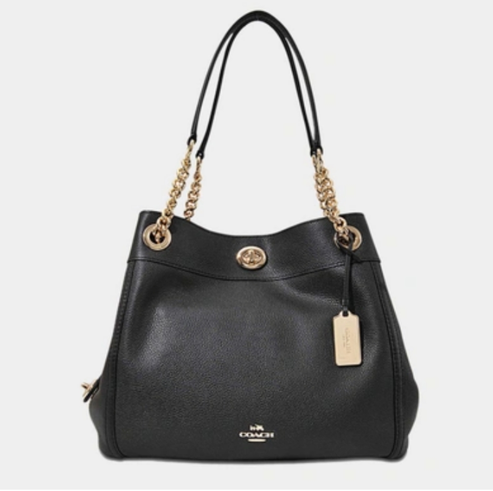 COACH -TURNLOCK EDIE SHOULDER BAG IN PEBBLE LEATHER 
